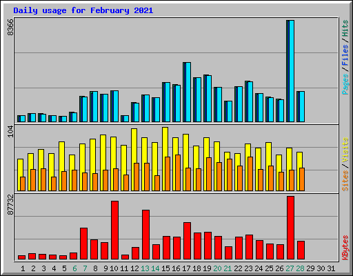 Daily usage for February 2021