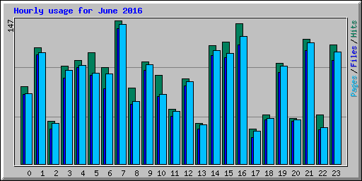 Hourly usage for June 2016