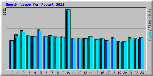 Hourly usage for August 2021